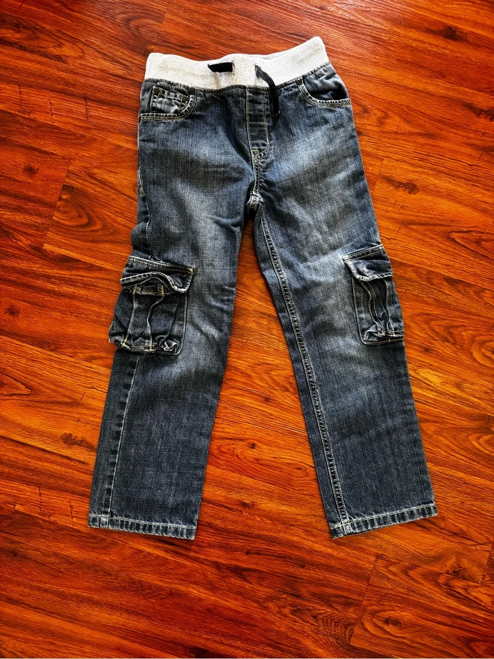 Gymboree Denim Jogger 100% Cotton Pants with Gray Waistband, Drawstring